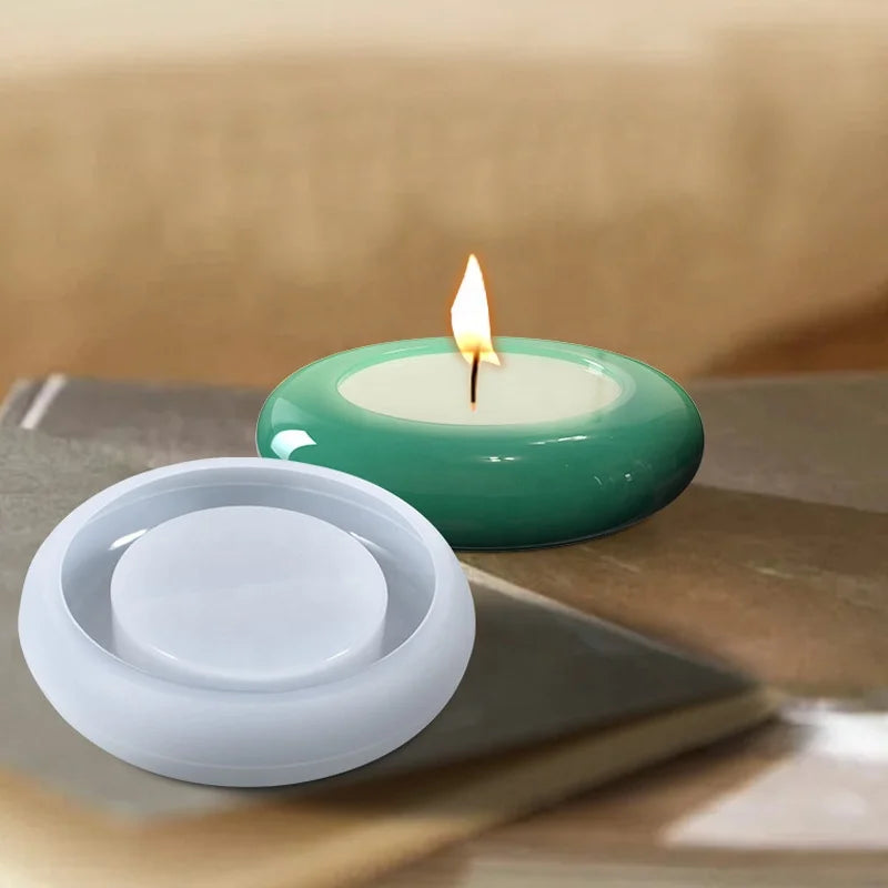 Round Candle Holder Resin Mold Handmade Cement Silicone Mold for Plant Flower