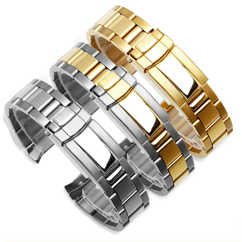 High Quality Polish Solid Stainless Steel Watch Strap Double Color Customize 20 mm Metal Wrist Band for Dive Watch Men