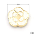 Custom Zinc Alloy Camellia Flower Enamel Nameplate with 2 Prongs for Bag Decoration
