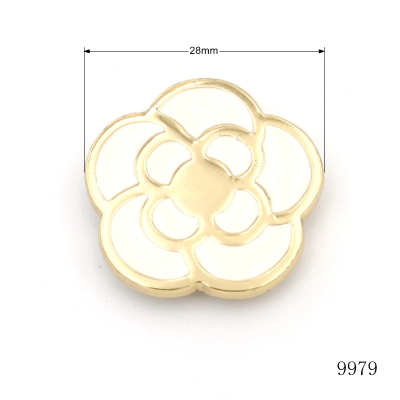 Custom Zinc Alloy Camellia Flower Enamel Nameplate with 2 Prongs for Bag Decoration