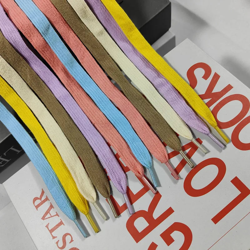 Factory Wholesale 12mm  100% Cotton Shoelaces 26color Hollow Flat Rope for Hoodie Drawstring Cord