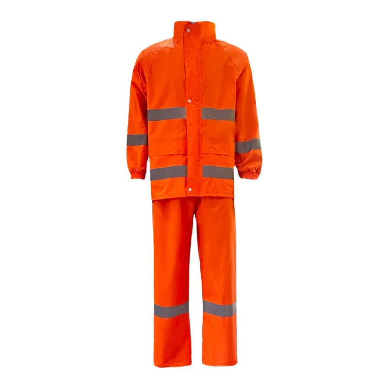 Hi Vis Safety Reflective Raincoat Jacket Suit and Pants Water Resistant Safety Rain Gear Raincoat