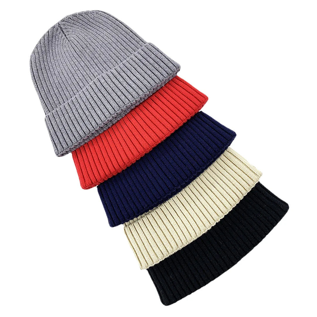 Pure Color Custom logo Knitted Hat Keeping Warm Outdoor Winter Hat Unisex Autumn Winter Knitted Hat