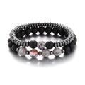 8MM 2PC /set Hematite Men Bracelet Frosted Stone Combination Beaded Men's Bracelet