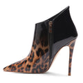 Women Pointed Toe Leopard Patent Leather Fashion 2019 New Stiletto High Heel Ankle Short Boots