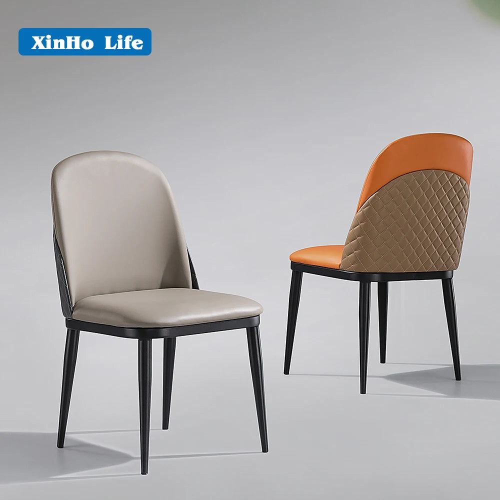 Modern Luxury Midcentury White Faux Leather Dining Chair Comfortable for Home Office Apartment Hotel for Bars