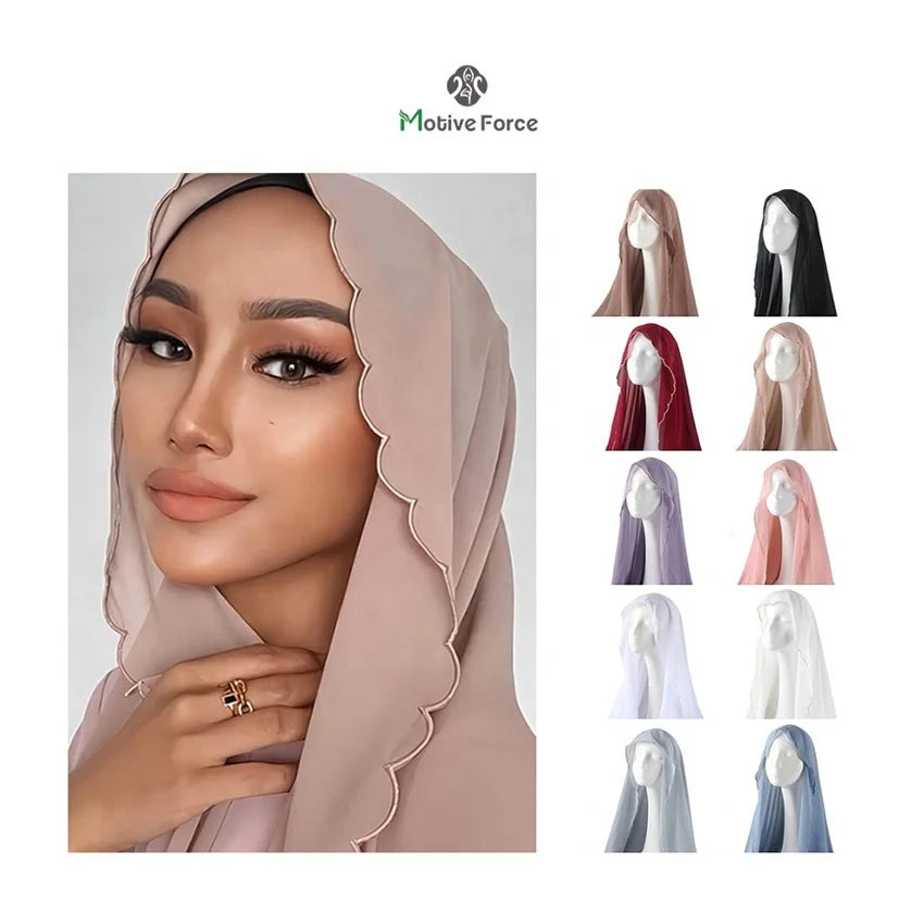 MOTIVE FORCE Musulmanes Hijab Musulman Light Weight Soft Muslim Chiffon Hijab Scarf Women Long Solid Color Chiffon Hijab