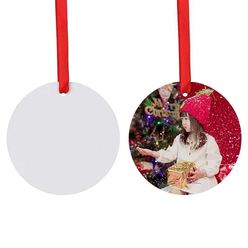 Xmas Sublimation Blank Metal Aluminum Double-sided Christmas Ornaments