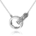 925 Sterling Silver Double Circle Zircon Necklaces Pendants for Women Fashion Lady Festival Gift Sterling-silver-jewelry