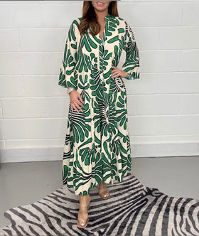2023 Women's Autumn and Winter New Printed Long Sleeve Loose Casual Dress