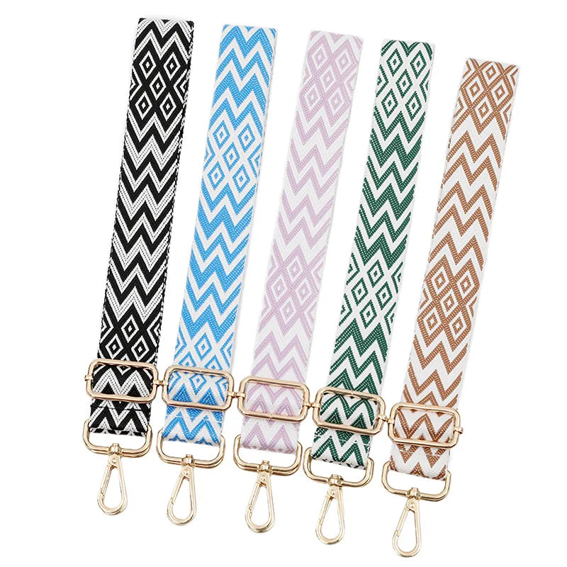 Meetee B-J2148 3.8cm Colorful Jacquard Diamond Water Print Women's Shoulder Strap Handbag Accessories Adjustable Bag Strap