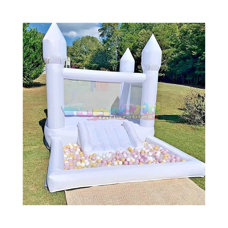 Commercial Giant White PVC Inflatable Bounce House Kids Party Jumping Castle with Outdoor Bouncy Ball Pit for Weddings