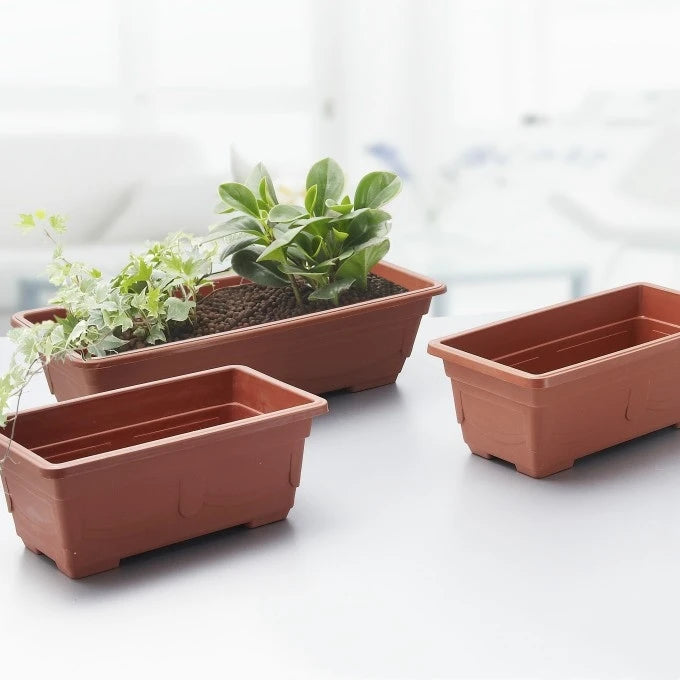 Wholesale Large Holen Pots Balcony Vegetable Cultivation Rectangular Long Planting Troughs Red Plastic Flowerpots