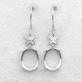 Sterling Silver 10*12mm Semi Mount Hook Earrings Empty Support Blank Claws Setting S925 Base Without Center Stone for DIY Inlay