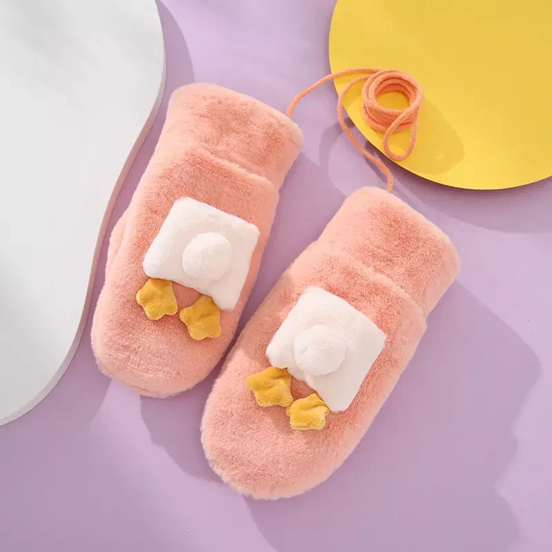Cute Thickened Winter Warm Children's Fur Gloves Mittens
