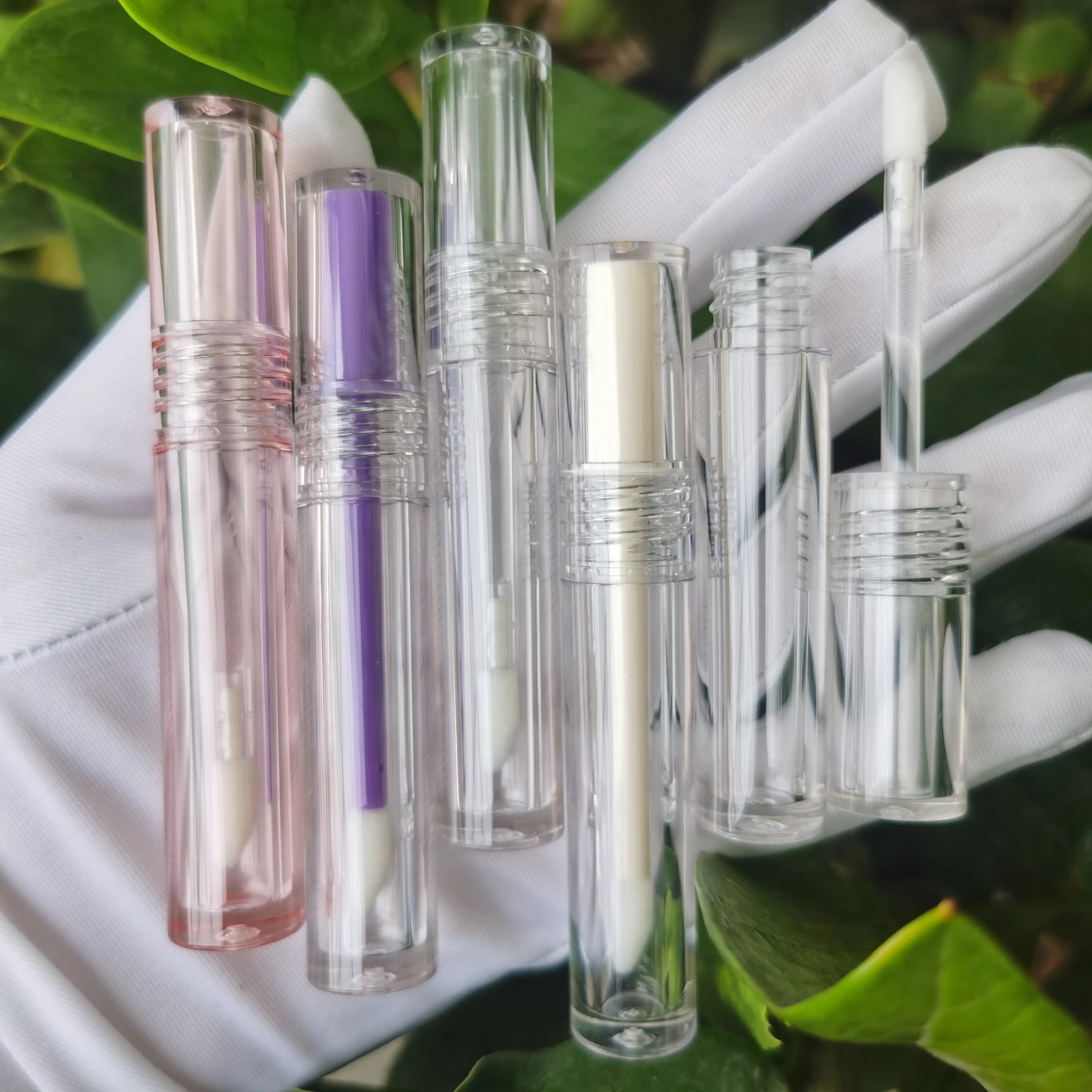 CY011 Round Empty Luxury Round Hot pink Brown clear Wand Liquid Lipstick Lip Gloss Container Packaging Tubes with Brush 2ml