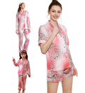 In Stock Low Price Satin Silk Night Wear Summer Cute Long Pants  Pajamas Set Women Sleepwear