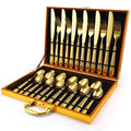 Cutlery Set Stainless Steel24pcs Retro Embossed Tableware Spoon and Fork Set StainlessSilverware Set with Box  Cutlery