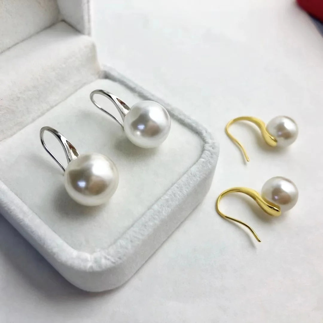 E1490 10-11mm DIY Natural Freshwater Pearl Charm Earrings Mounting Accessory 925 Sterling Silver Gold Plated  Jewelry for Women