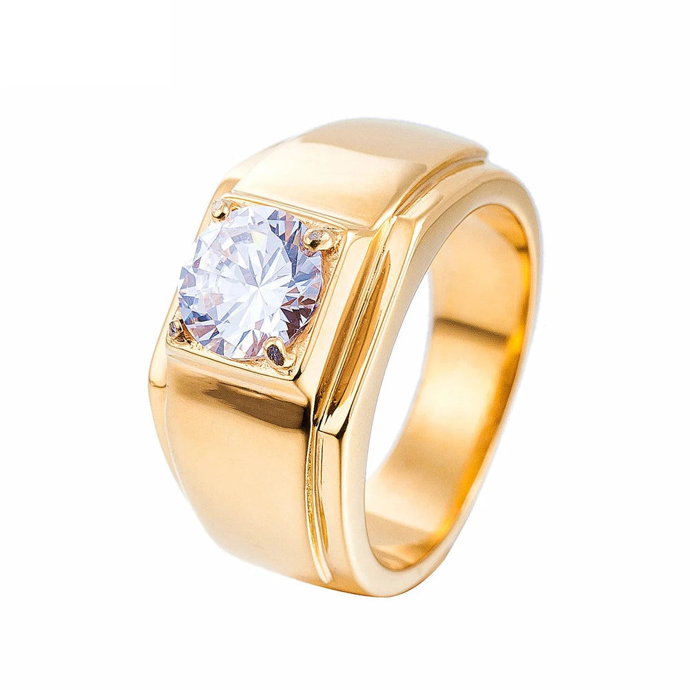 2021 Fashion Jewelry Wholesale European and American Personality Fashion Men's Stainless Steel Ring Wedding Diamond Ring