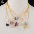 High Quality 18K Gold Plated Link Chain Crysta Necklace Natural Gemstone Connector Jewelry for Parties Weddings-Wholesale Gifts