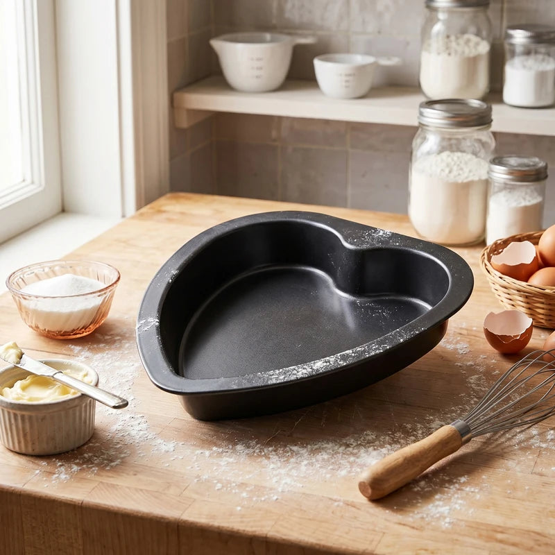 Mini Non-stick Carbon Steel Heart Cake Baking Mold Pan and Cookie Sheet Pan for Kids Baking Tools