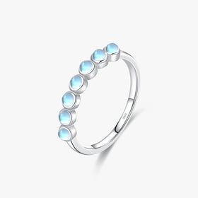 925 Sterling Silver Exquisite Delicate Stackable Moonstone Eternity Rings Bands for Women