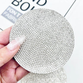 Custom Round Patches Crystal Rhinestone Diamond Iron-on Patch Applique Fashion Flatback Motif for Clothing Shoes Cup