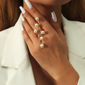2022 New Trendy Geometric Pearl Fashion Jewelry Rings for Women Made of Fine Alloy