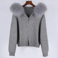 Ladies Slim2022 Fleece Winter Short Fox Fur Coat Warm  Puff Sleeve Jacket Knitted Real Fur Sweater Cardigan for Women