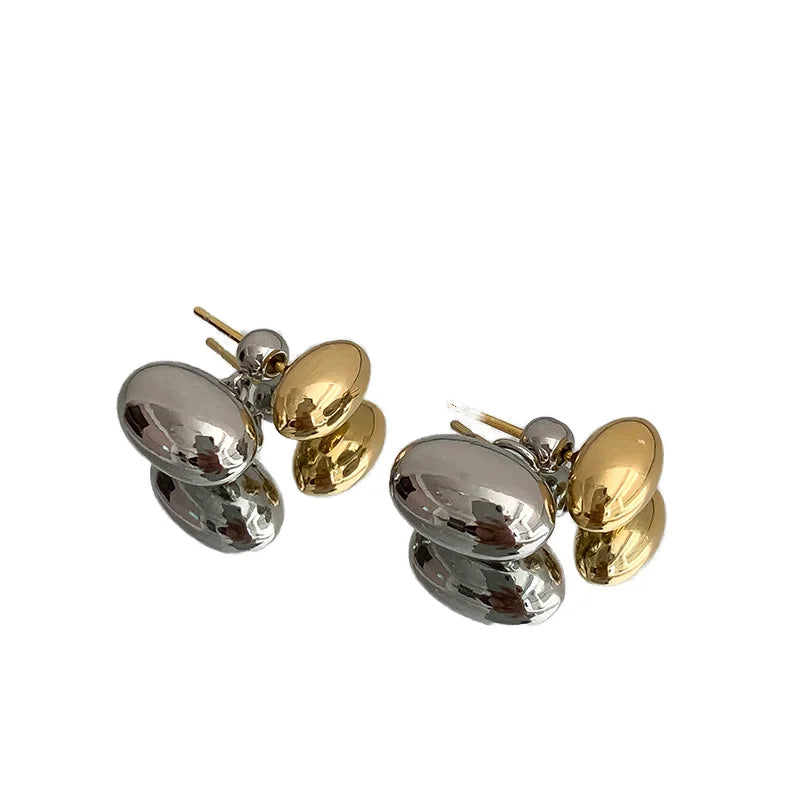 Fashion 18K Gold PVD Plated Stainless Steel Oval Bean Titanium Steel Personalized Balloon Pendant Earrings