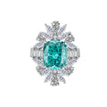 8Ct 12*10mm 925 Sterling Silver Cushion Shaped Radiant Cut Tourmaline Green Cubic Zirconia Engagement Ring