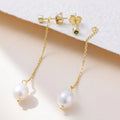 Wholesale 925 Sterling Silver Freshwater Pearl Earrings 14K Gold Plated with Long Tassel Chain Fashion Jewelry