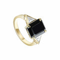 18K   Moissanite Ring  Black  Gemstone Lady's  Ring AU750 Gold Ring