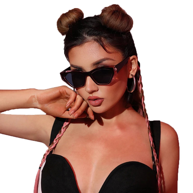 ADE WU XY9151 Vintage Cat Eye Sunglasses Retro Two-tone Frames Brown Eyeglasses UV400 Protection Stylish Women's Fashion Shades