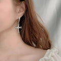 Fine Jewelry S925 Sterling Silver 0.3ct Moissanite Cross Drop Earrings for Women