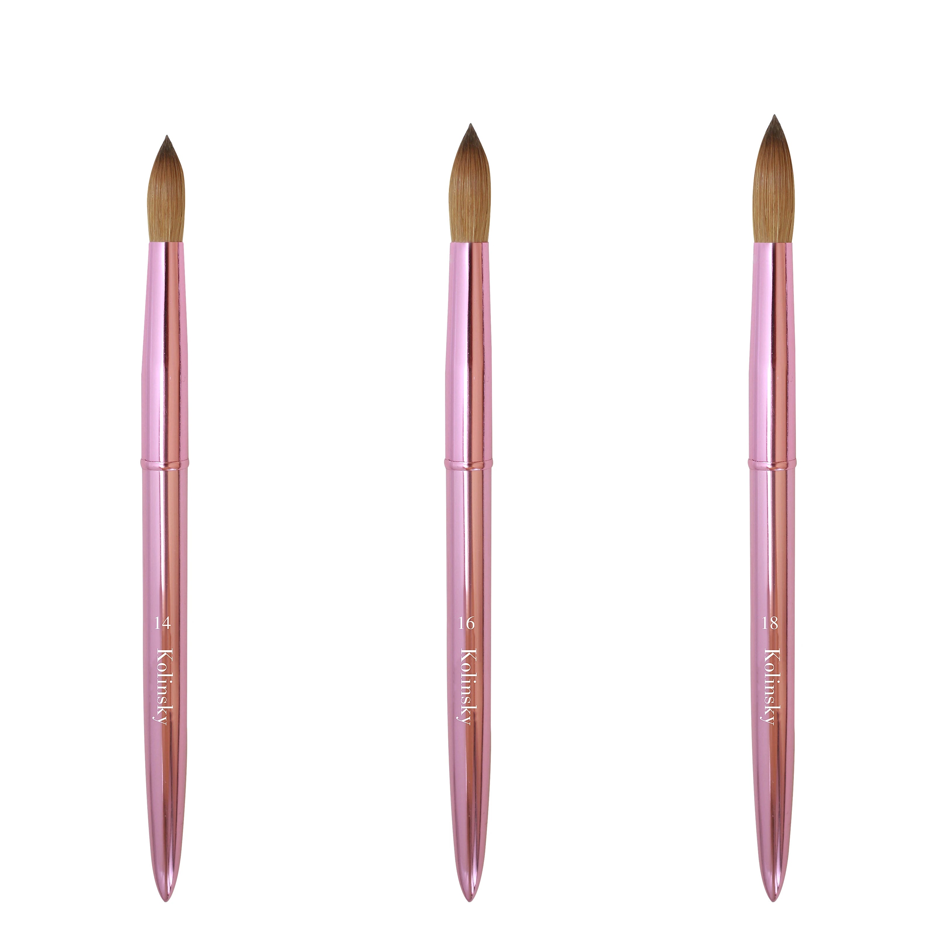 Yalixin Custom Logo Pink Metal Handle 100% Sable Kolinsky Round Head Pink Ferrule Acrylic Nail Brush for Acrylic Powder