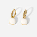 Hight 14k Gold Stainless Steel White Enamel Square Pendant Earrings Fashion Simple Titanium Steel Drop Earrings