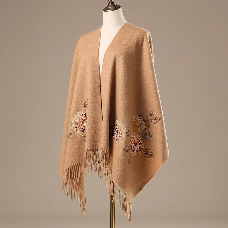 OEM ODM Wool Scarf Women's Winter All-match Shawl Free Fashion Embroidered Spring and Autumn Outer Shawl