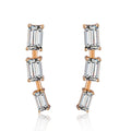 MSE-583 New Design Gift Party Engagement Wedding Jewelry Three Diamond Stones 14k Gold Moissanite Earring