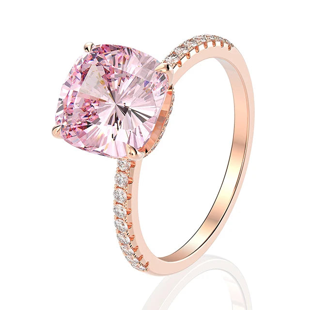 Sparkle Fashion S925 Silver Rings Jewelry Women Diamond  8a Crushed Iced Out Cut Zirconia Wedding Engagement Ring