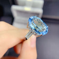 Trendy Elegant Blue Crystal Ruby Gemstones Diamond Cross Knot Rings for Women Girls Fine Jewelry Accessory Gift