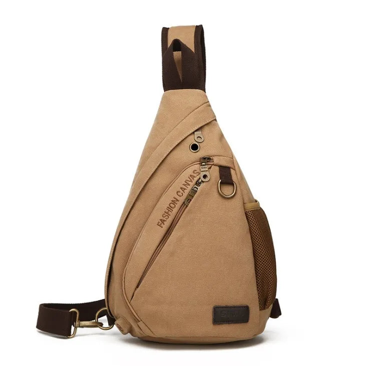 Men's Retro Multifunctional Polyester Sling Bag Waterproof Travel Crossbody Messenger Chest Bag With Custom Logo Fanny Pack