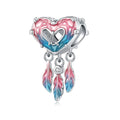 New Arrival 925 Sterling Silver Charm Color Gradient Enamel Heart Shaped Dream Catcher Beaded DIY Bracelet Necklace Accessories