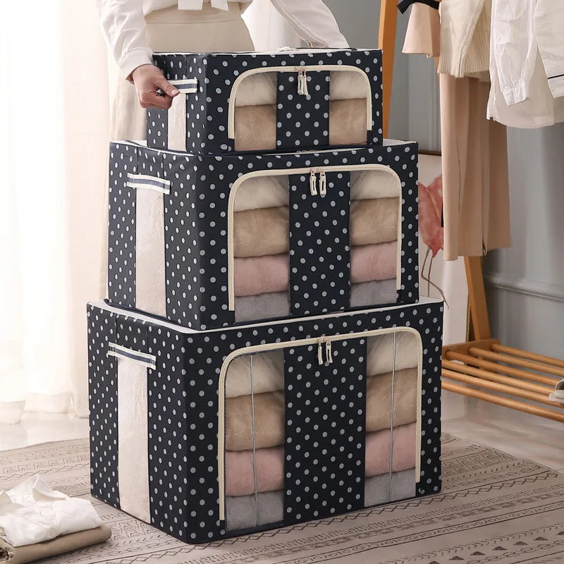 Large Capacity Oxford Cloth Storage Bag Clothing Organizer of Wardrobe Waterproof Foldable Storage Box with Double Zipper