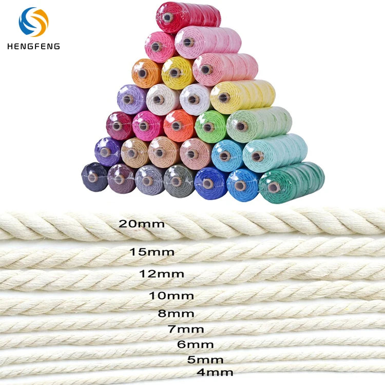Colored 100% Cotton Luxury Macrame Cord 3mm-20mm Bulk for Bags Garments Shoes Crafts Home Textile