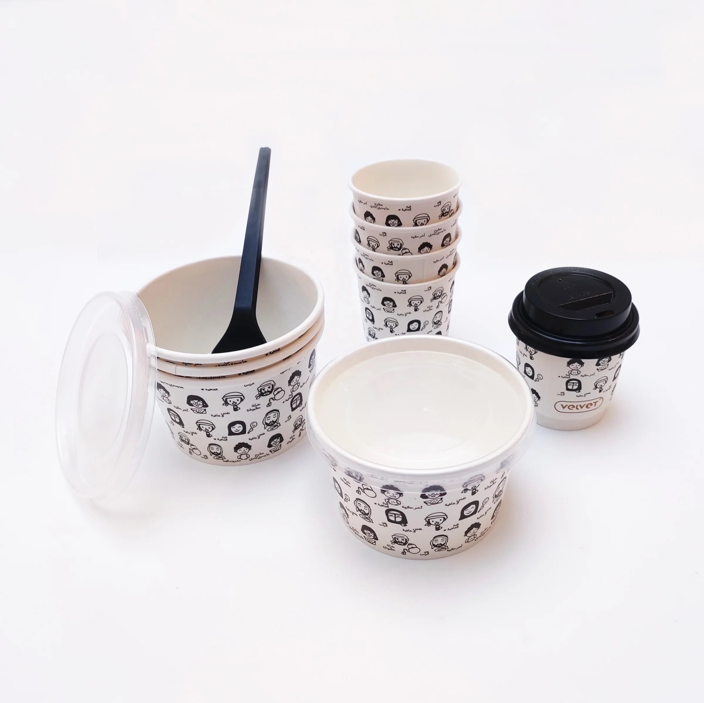 Custom Printed Soup Container 16oz Take Away Soup Paper Containers With Pet Lid