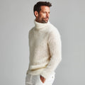 Men's Cozy Mohair Turtleneck Sweater High Collar Knit Pullover Anti-Wrinkle Anti-Shrink Breathable Features Geometric for Winter
