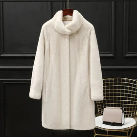 Custom European Luxury Women's Fur Coats Trench White Fur Trim Trench Coat Sable Fur Coat Price