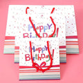 Custom Luxury Craft Paper Gift Bag with 'Happy Birthday' and 'Thank You' Prints White Logo for Boutique Clothing